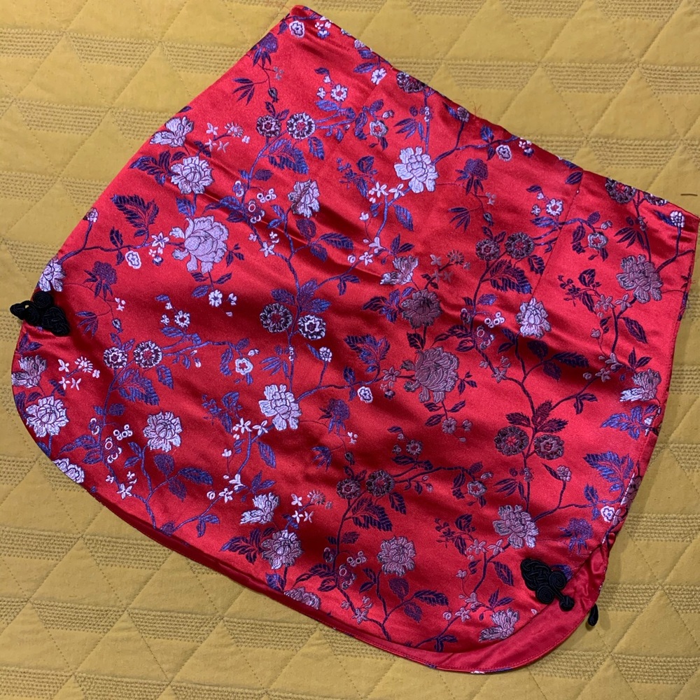 Red Silk Mini Skirt